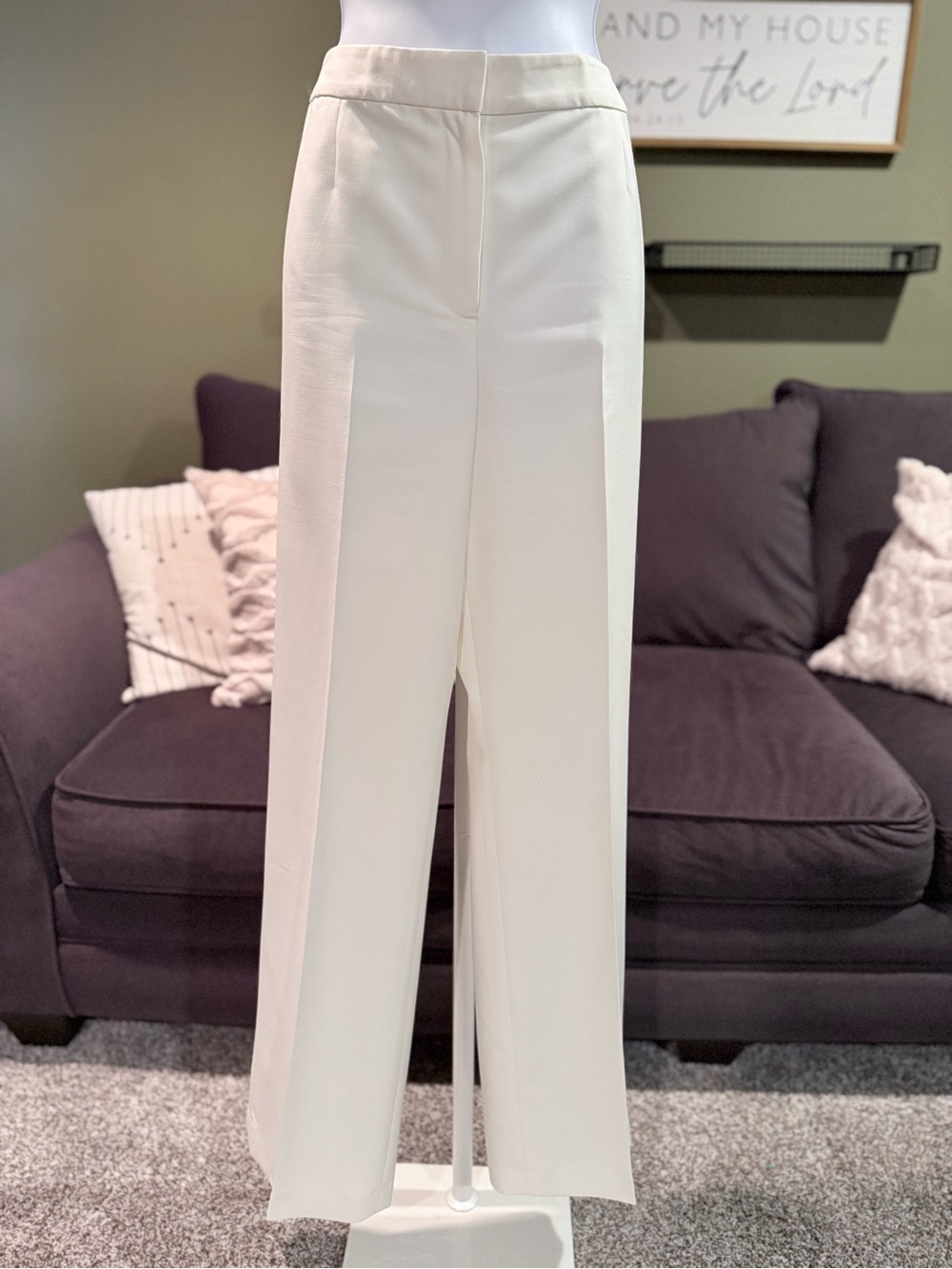Kasper Cream Wide-Leg High-Rise Trousers